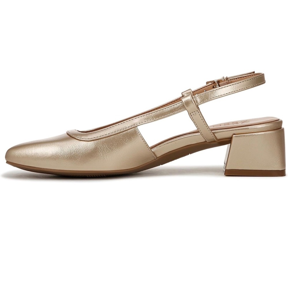 Naturalizer Womens Harper Pump Gold Metallic Square Toe Block Heel Slingback 9 - Picture 6 of 11